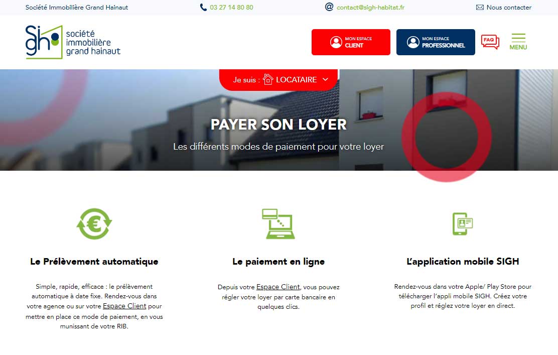 Payer son loyer SIGH Société Immobilière Grand Hainaut