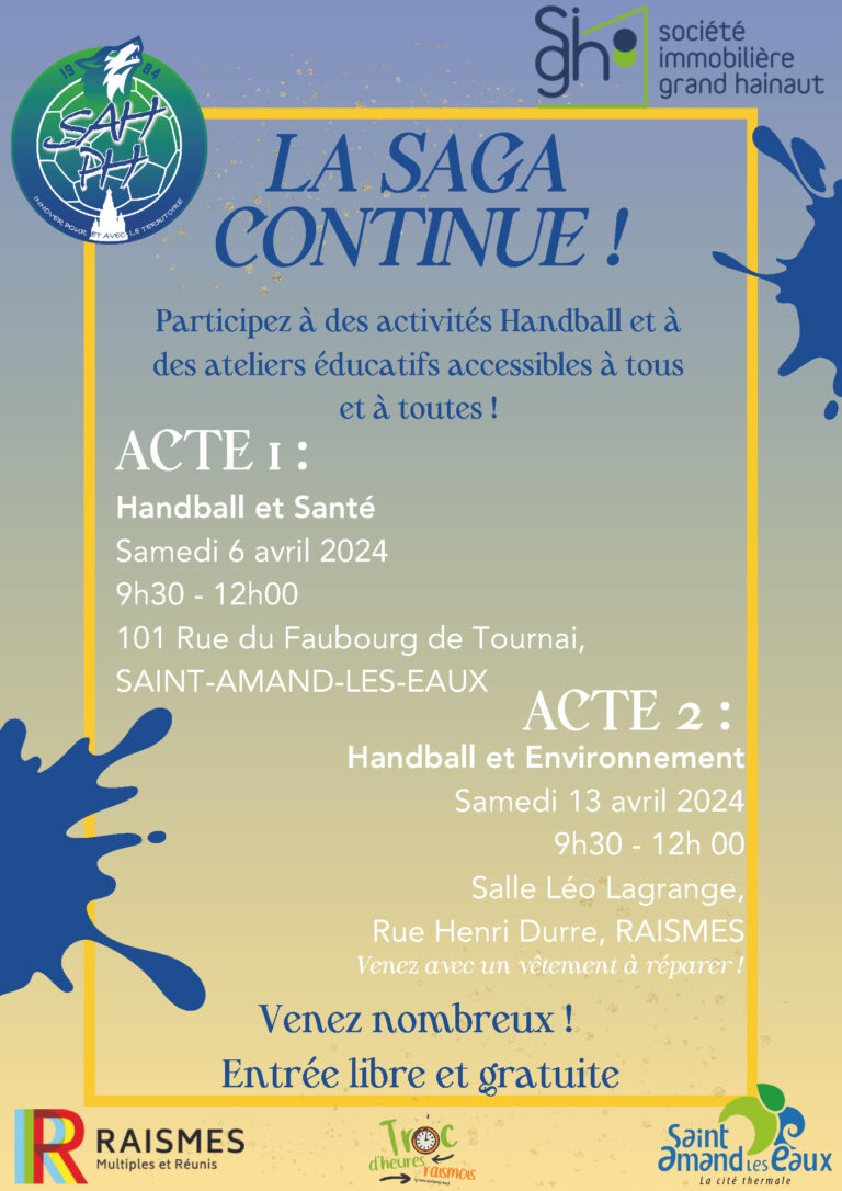 Activités Handball et ateliers éducatifs avec le Saint-Amand Handball Porte du Hainaut !