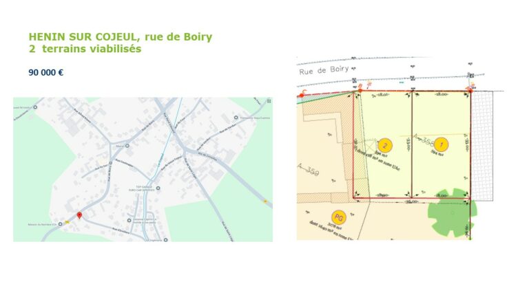 HENIN SUR COJEUL : 2 terrains viabilisés à vendre prochainement